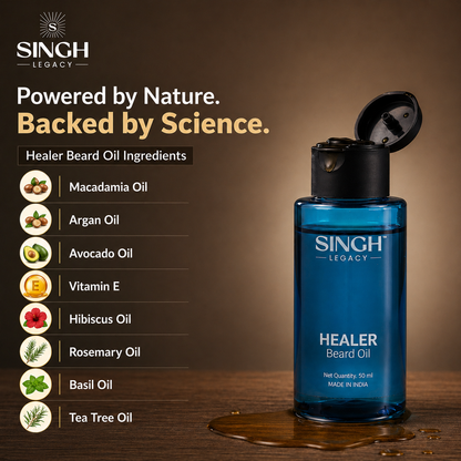 Singh Legacy Healer Beard Oil – Ingredients light background